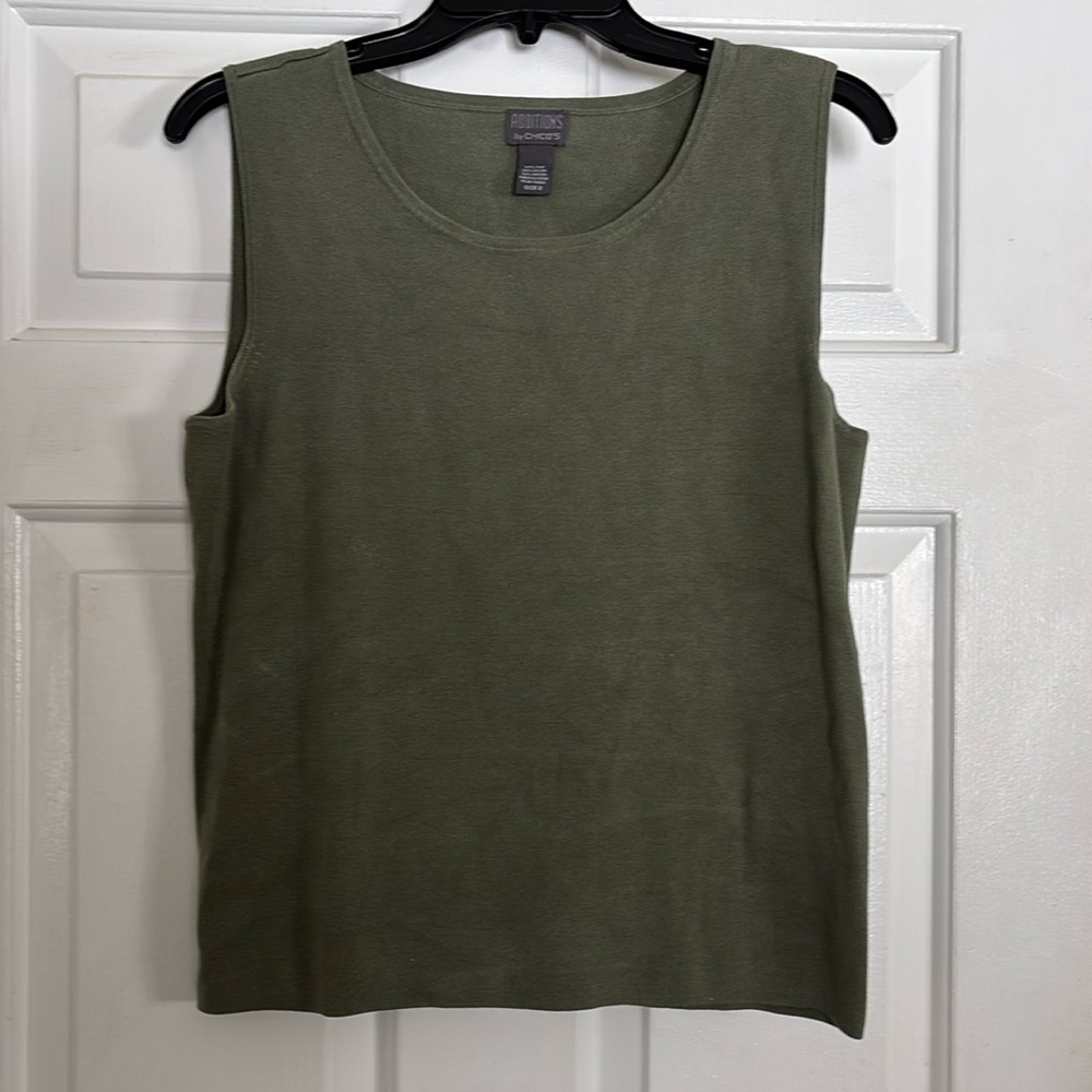 Chico’s Additions Green olive Sleeveless Tank Top Size 2 (medium - large)